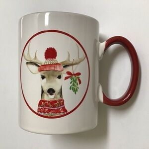 Christmas Reindeer Coffee Mug Cynthia Rowley Tea Cup Mistletoe Holiday New York